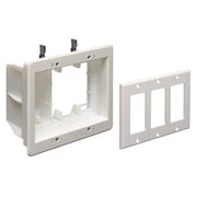 White 3 Gang Recessed TV Electrical Box for Power & Low Voltage TVBU507 The Wires Zone