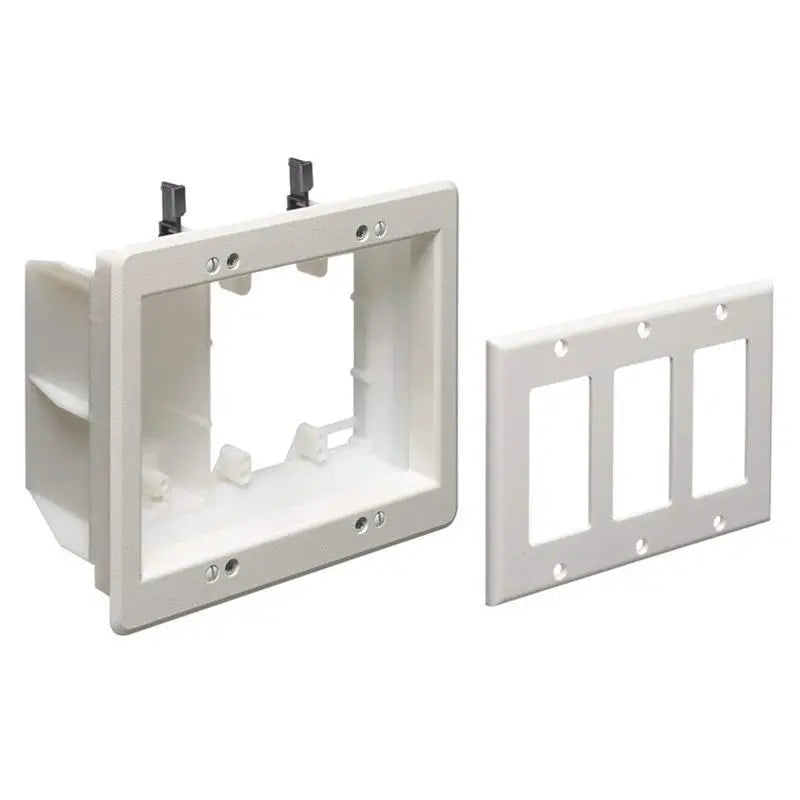 White 3 Gang Recessed TV Electrical Box for Power & Low Voltage TVBU507 The Wires Zone
