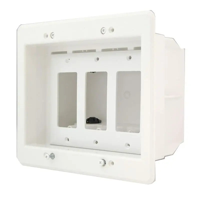 White 3 Gang Recessed TV Electrical Box for Power & Low Voltage TVBU507 The Wires Zone