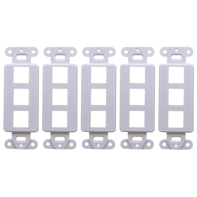 White 3-Port Decora Keystone Jack Wall Insert HDMI, Cat5/6, USB and DisplayPort (Pack 1-10) The Wires Zone