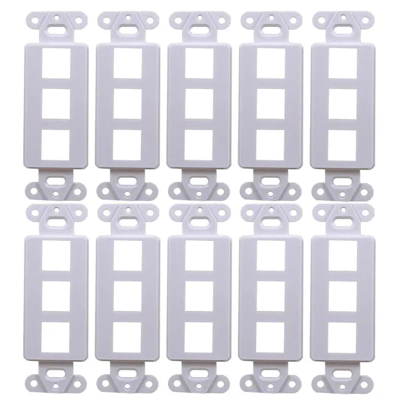 White 3-Port Decora Keystone Jack Wall Insert HDMI, Cat5/6, USB and DisplayPort (Pack 1-10) The Wires Zone