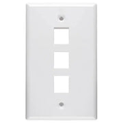 White 3 Port Hole Keystone Jack Flat Wall Plate (5-20 Pack) Logico