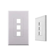 White 3-Port Port Screwless Decora Keystone Jack Wall Insert Cover Plate (1-10 Pack) The Wires Zone
