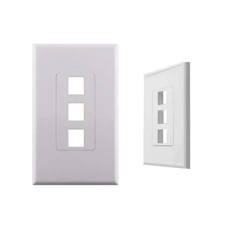 White 3-Port Port Screwless Decora Keystone Jack Wall Insert Cover Plate (1-10 Pack) The Wires Zone