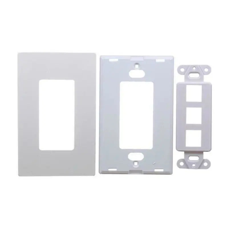 White 3-Port Port Screwless Decora Keystone Jack Wall Insert Cover Plate (1-10 Pack) The Wires Zone