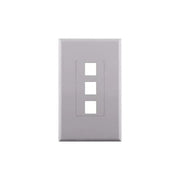 White 3-Port Port Screwless Decora Keystone Jack Wall Insert Cover Plate (1-10 Pack) The Wires Zone