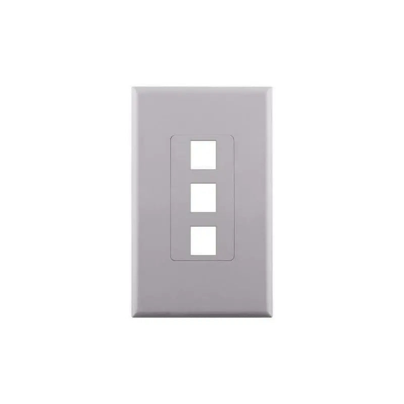 White 3-Port Port Screwless Decora Keystone Jack Wall Insert Cover Plate (1-10 Pack) The Wires Zone