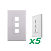 White 3-Port Port Screwless Decora Keystone Jack Wall Insert Cover Plate (1-10 Pack) The Wires Zone