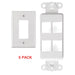 White 4-Port Decora Keystone Jack Wall Insert Cover Plate (1-5 Pack) The Wires Zone