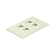 White 4 Port Hole Keystone Jack Flat Wall Plate (5-20 Pack) Logico