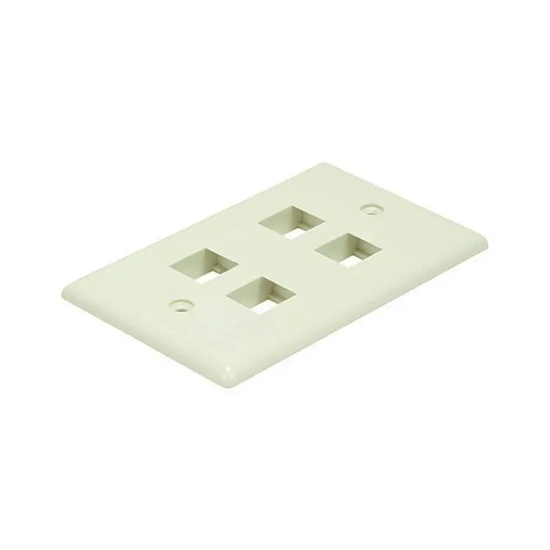 White 4 Port Hole Keystone Jack Flat Wall Plate (5-20 Pack) Logico