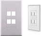 White 4-Port Port Screwless Decora Keystone Jack Wall Insert Cover Plate (1-10 Pack) The Wires Zone