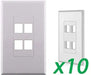 White 4-Port Port Screwless Decora Keystone Jack Wall Insert Cover Plate (1-10 Pack) The Wires Zone