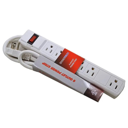 White 6 Outlet Flat Plug Power Strip With Grounded 3 Prong 3 Feet Cord The Wires Zone