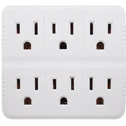 White 6 Outlet Wall Tap Adapter With Grounded Dual 3 Prong AC Plug 15A The Wires Zone