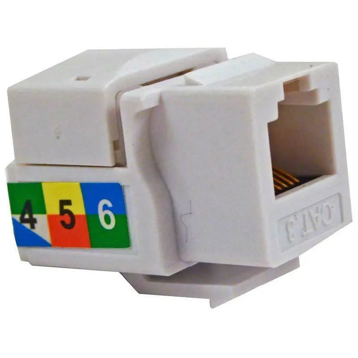 White RJ11 RJ12 CAT3 Phone Keystone Jack Insert for Wall Plates (1/5/10 Pack) The Wires Zone