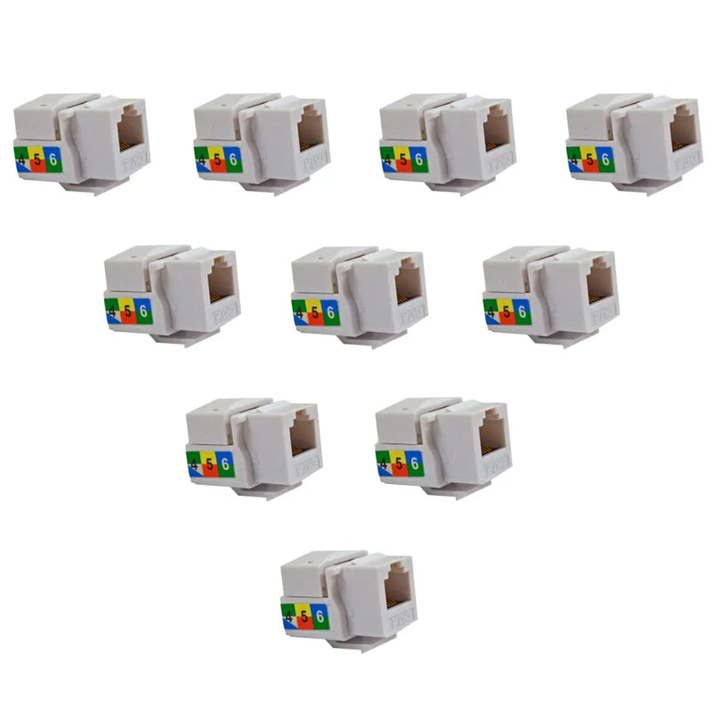 White RJ11 RJ12 CAT3 Phone Keystone Jack Insert for Wall Plates (1/5/10 Pack) The Wires Zone