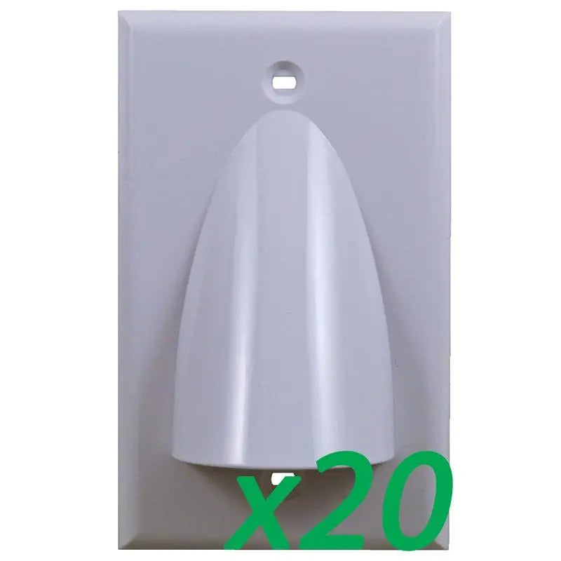 White Single-Gang Low Voltage Cable Pass Through Wall Face Plate (1-20 Pack) The Wires Zone