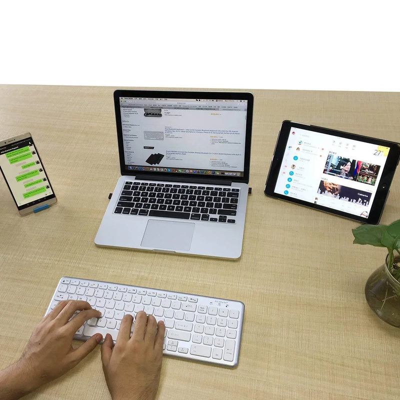 Wireless Bluetooth 4.0 Keyboard Full Size Ultra-Slim Dual-Mode for Windows/Mac/Phone/Tablet Others
