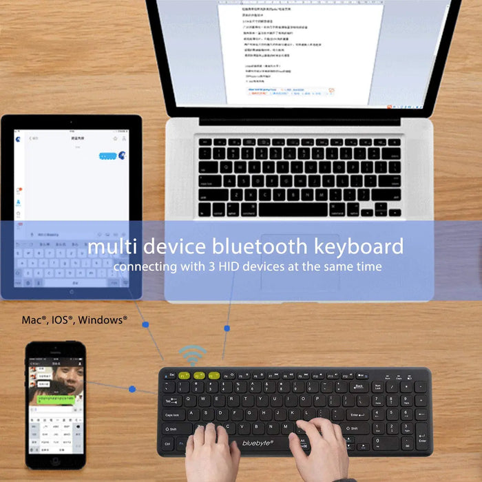 Wireless Keyboard Bluetooth 4.0 LE & 2.4G Full Size Dual-Mode for PC/Smartphone/Tablet Others