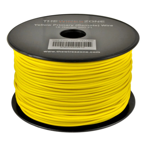 Yellow 18 Gauge AWG 500' ft Copper Clad Aluminum Stranded Primary Remote Wire Cable The Wires Zone