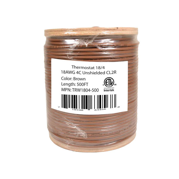 Logico TRW1804-500  18/4 Thermostat Wire 18 Gauge Solid Copper CMR Heating HVAC AC Cable 500FT Sunlight Resistant