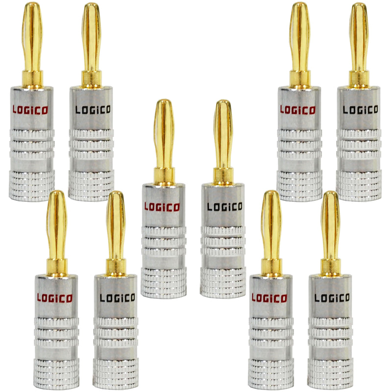 24K Gold Plated Banana Plug Connector Adapter (10/pack)