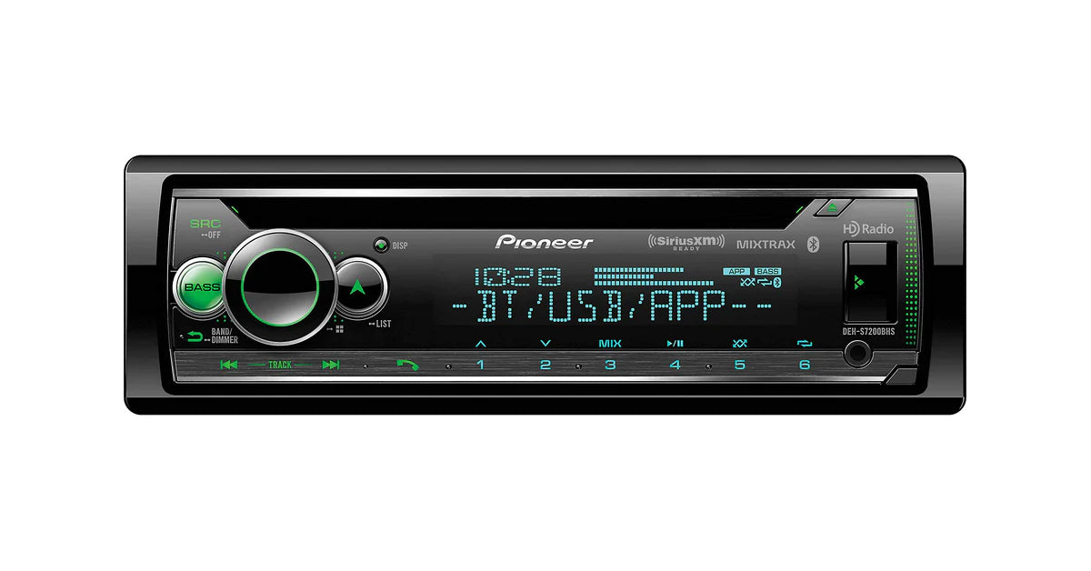 Pioneer DEH-S7200BHS Single DIN CD Receiver, Built-in Bluetooth HD Radio Tuner and SiriusXM Ready
