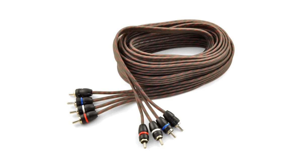 17ft 4-Channel Male to Male OFC Twisted Pair RCA Cable for Car or Home Audio
