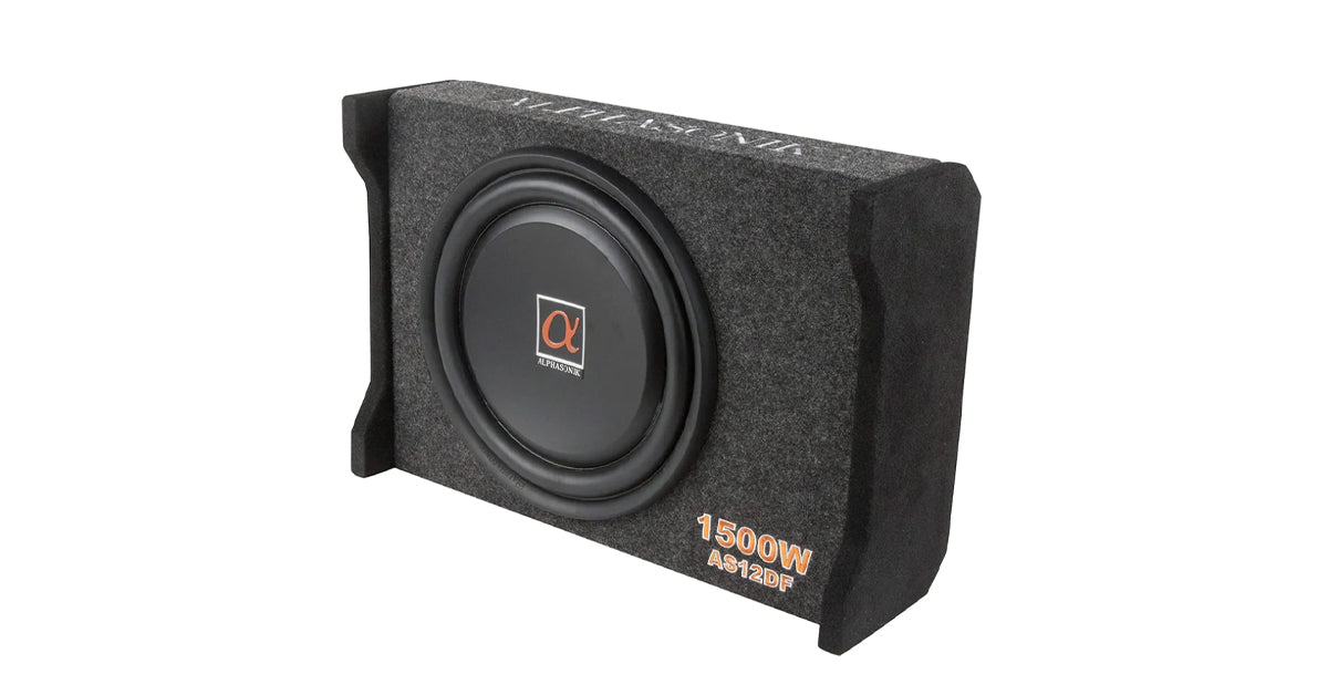 Alphasonik AS12DF 12" 1500 Watts 4-Ohm Down Fire Shallow Mount Flat Enclosed Subwoofer