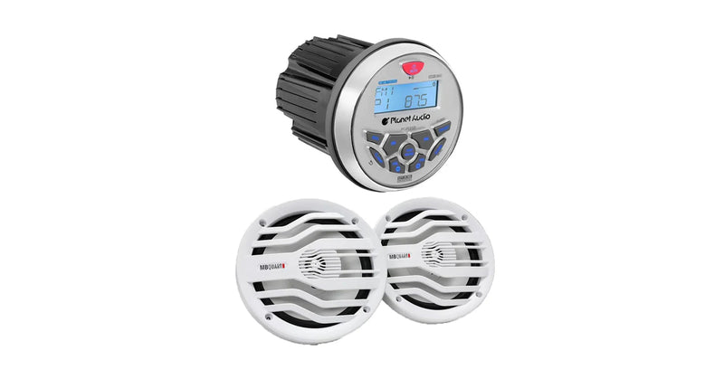 Planet Audio PGR35B Marine Stereo & MB Quart NK2-116W 6.5" 2-Way Coaxial Speakers