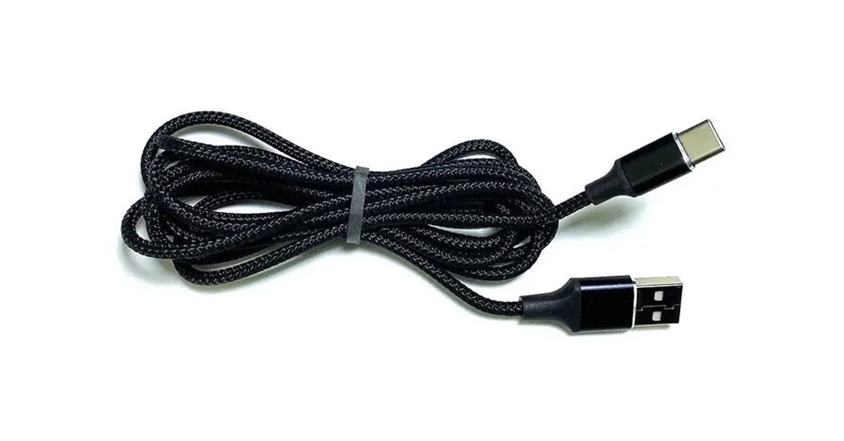 Soft Nylon Braided USB Type-C to USB-A Male USB Charger Cables - 6 Feet, Black