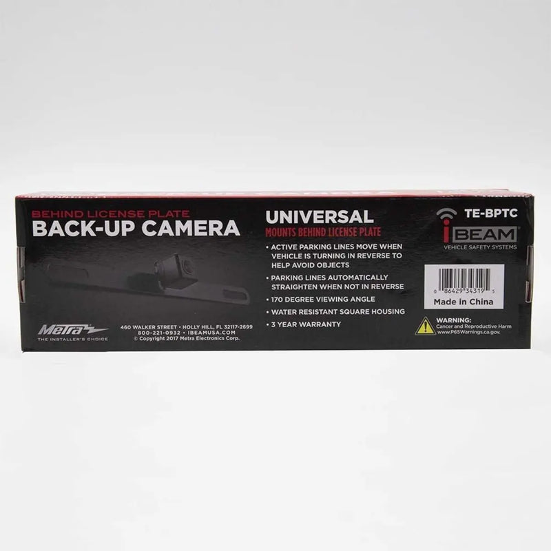 iBeam TE-BPTC Behind License Plate Camera w/ Active Parking Lines 170° Viewing Angle iBeam