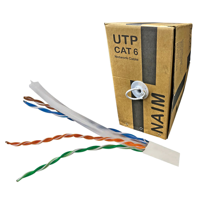 Bulk Cat6 UTP 1000ft CCA Ethernet Cable 23 AWG Pull Box Indoor Network Installations - White