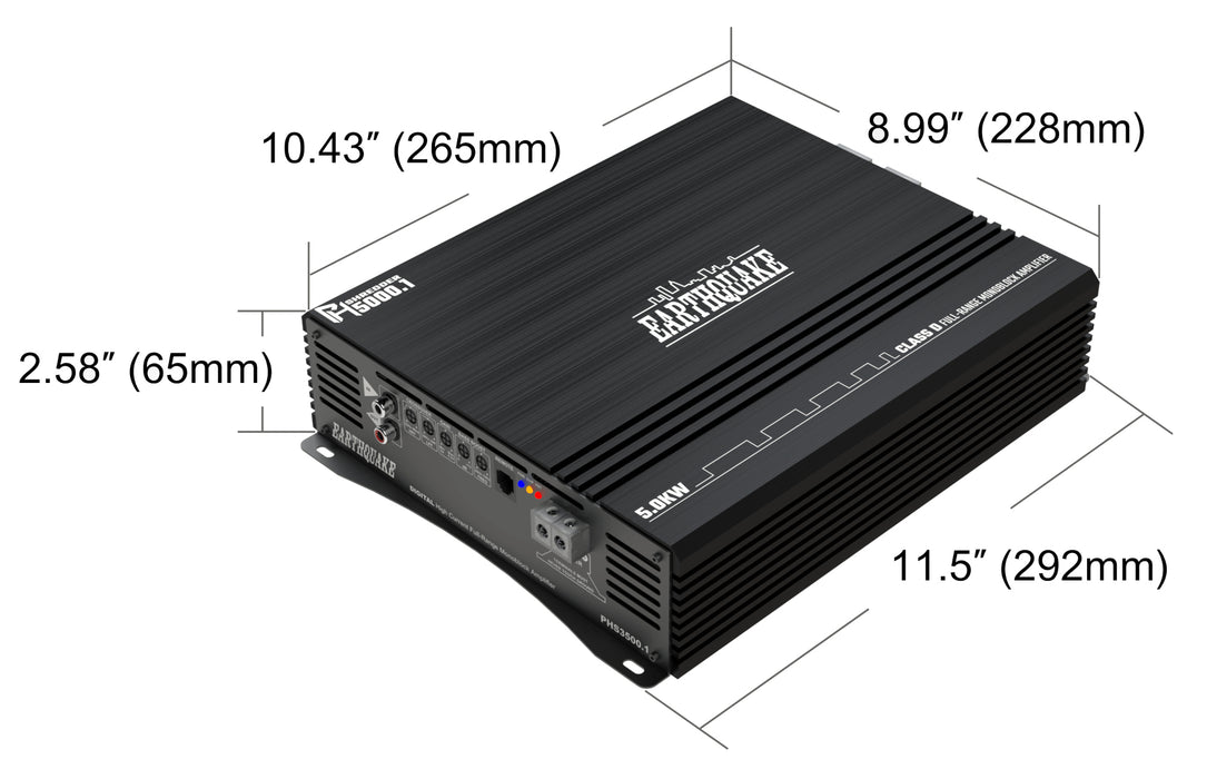 Earthquake Sound PHS5000.1 Class-D Full Range Monoblock 5000W Compact Car Audio Amplifier