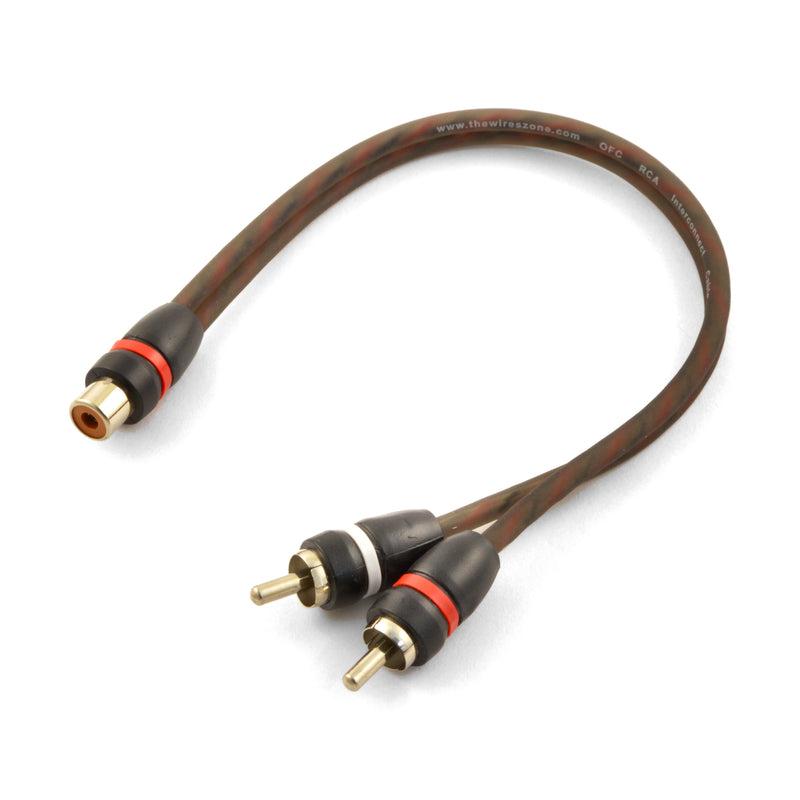 1 Female to 2 Male OFC Twisted Pair RCA Y-Adapter Cable for Car or Home Audio