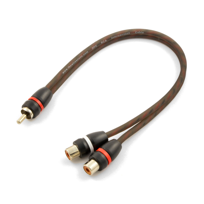 1 Male to 2 Female OFC Twisted Pair RCA Y-Adapter Cable for Car or Home Audio