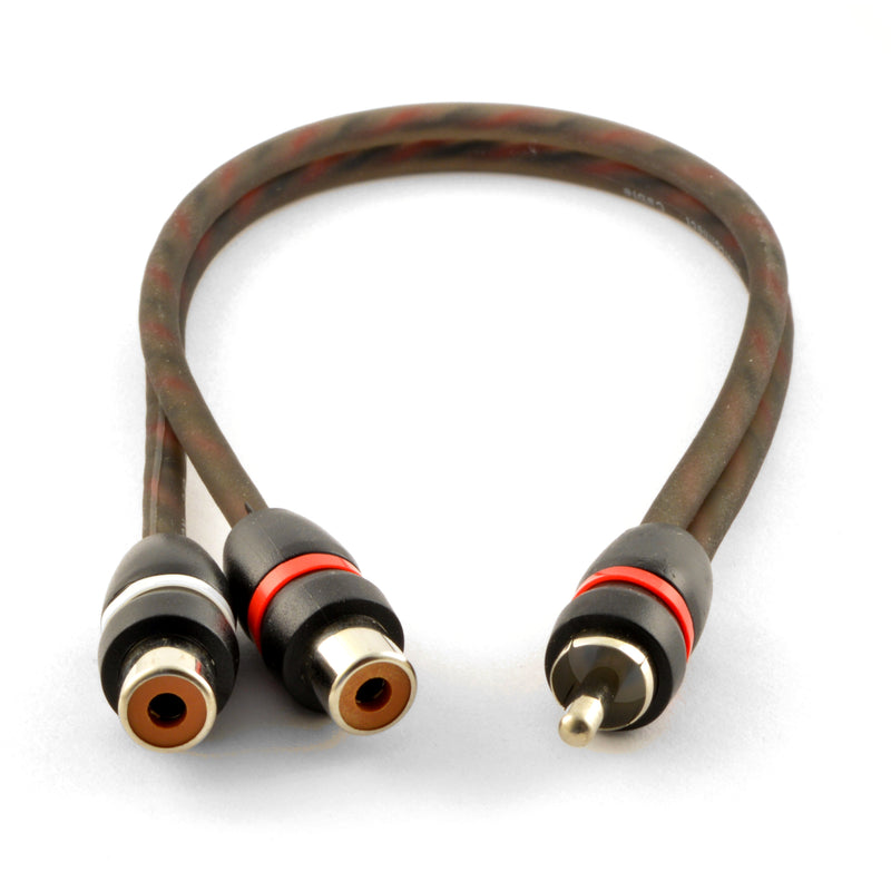 1 Male to 2 Female OFC Twisted Pair RCA Y-Adapter Cable for Car or Home Audio