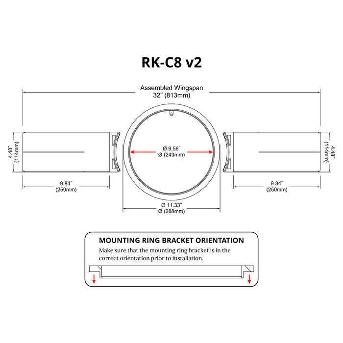 Earthquake Sound RK-C8 Pre-Construction Brackets for 8" Round In-Ceiling Speakers (Pair)