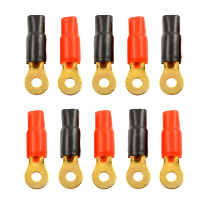 High Quality Gold Plated 1/0 Gauge 5/16" Ring Terminal (10/pack)